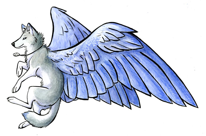 a wolf with wings